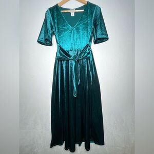 BiBi Women’s Emerald Green Luxe Velvet Balletcore Party Event Dress Size Small